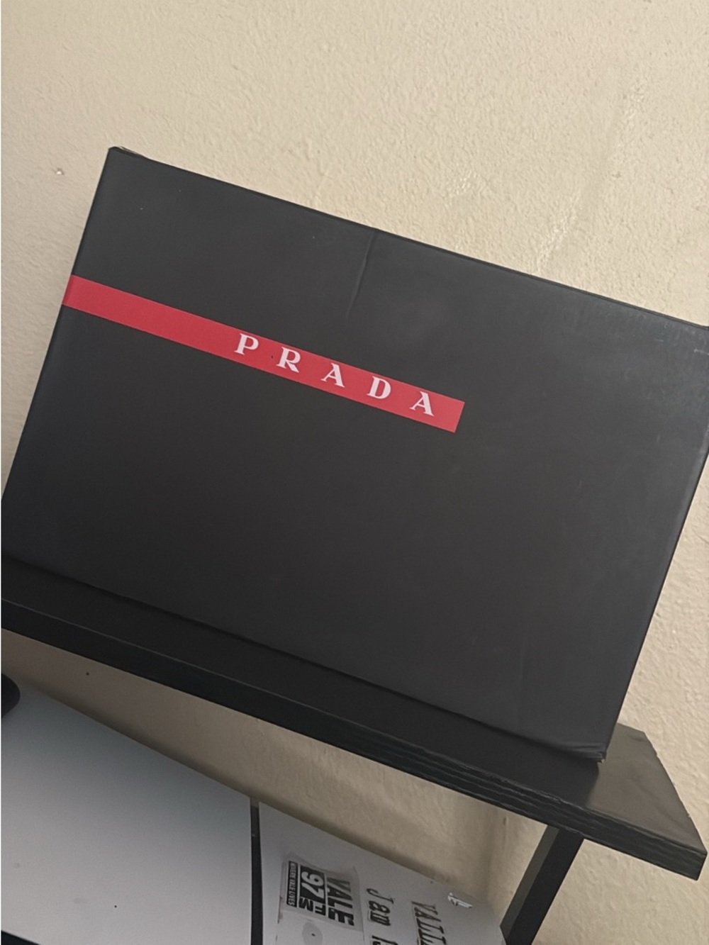 Prada Black Leather Insole with Red Logo Panel